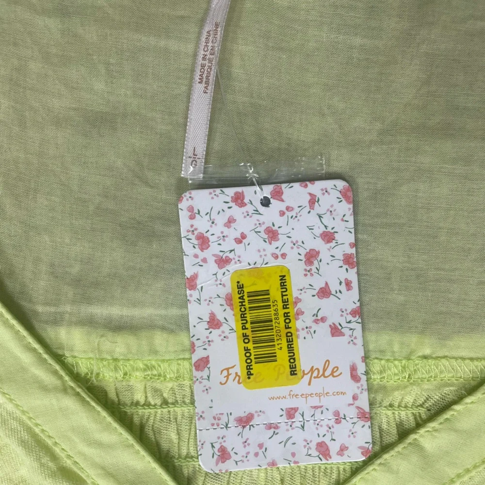 NWT Free People “Highland” Oversized Button-Down Tunic in Lemon Light - Picture 10 of 12